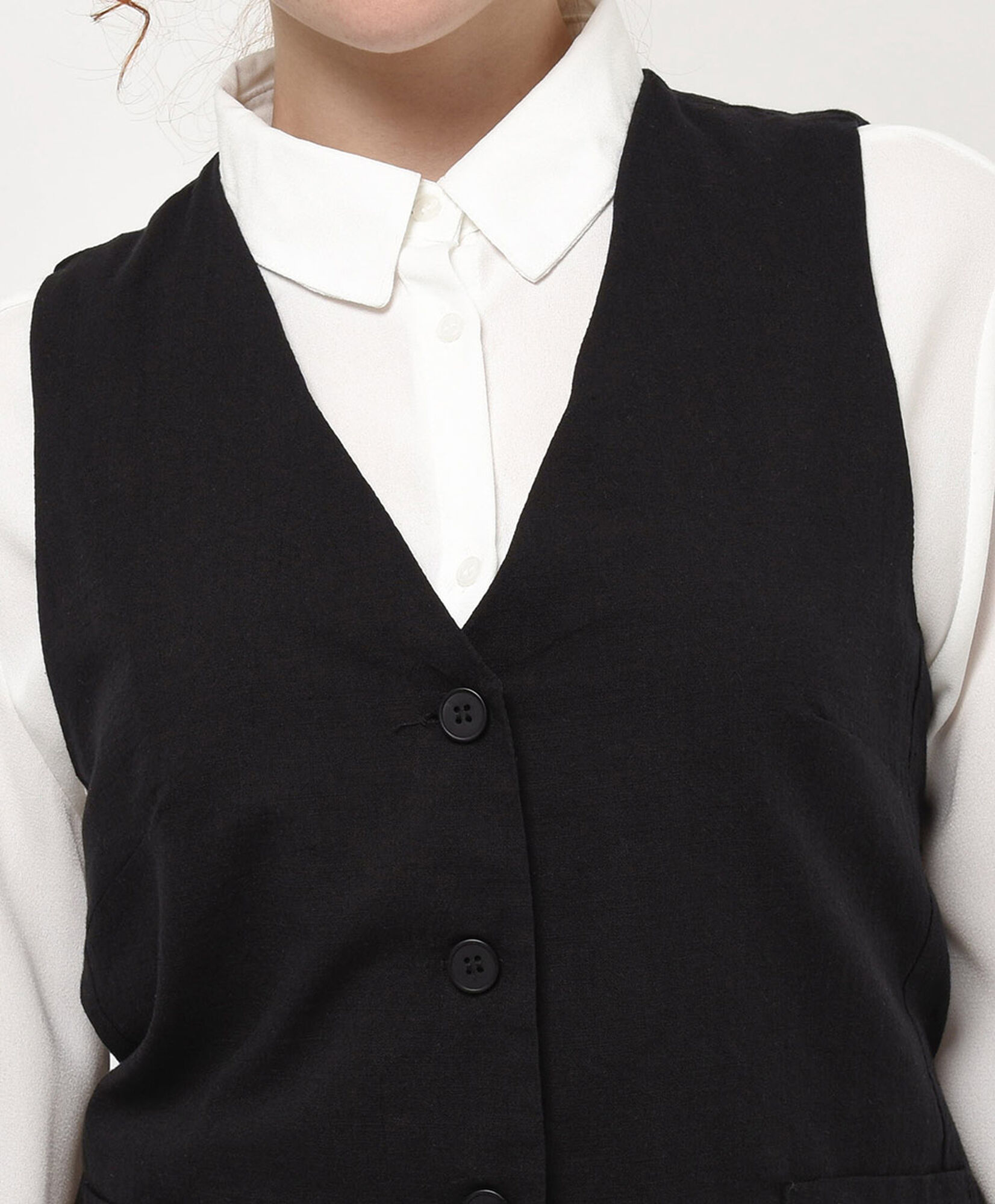 Vest mujer negro lino Vest mujer negro lino