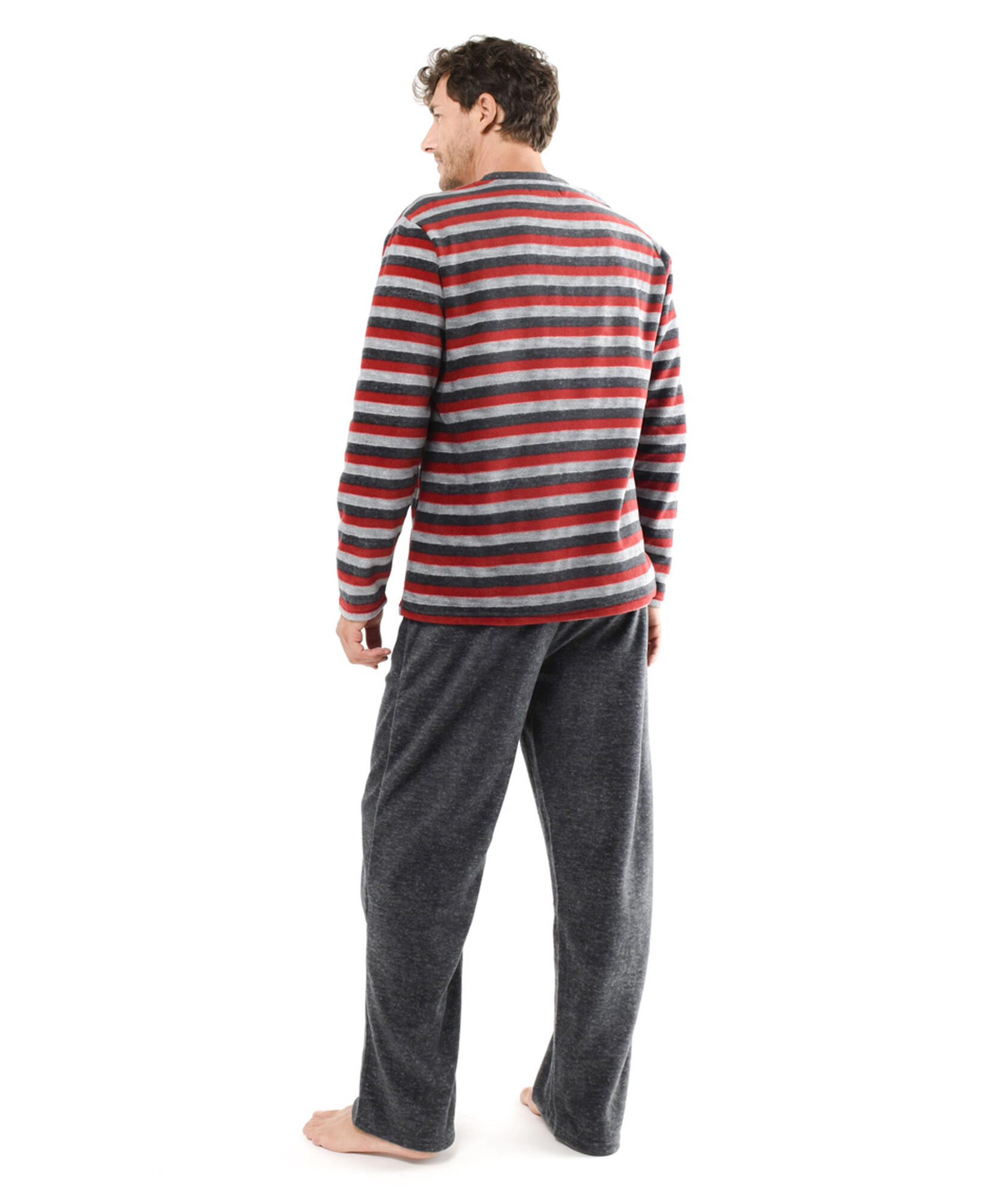 Pijama hombre polar líneas rojo Pijama hombre polar líneas rojo