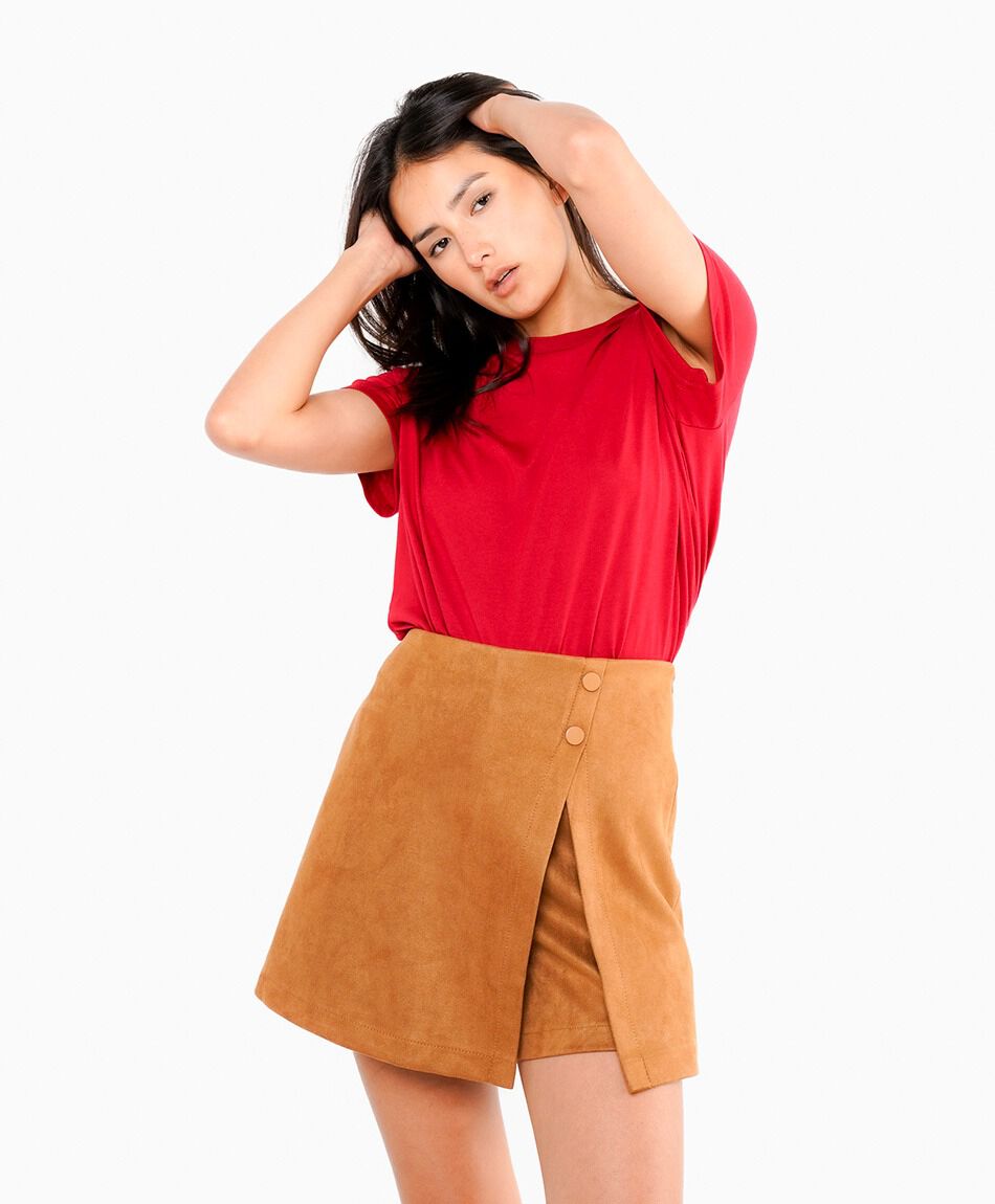 Mini falda  suede sarong corte lateral