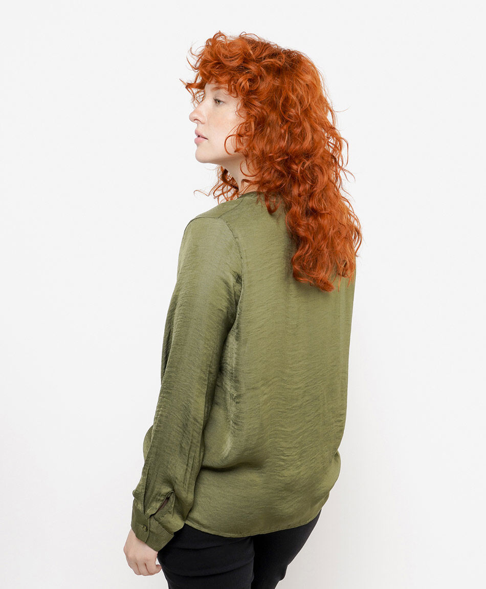 Blusa mujer satinada verde
