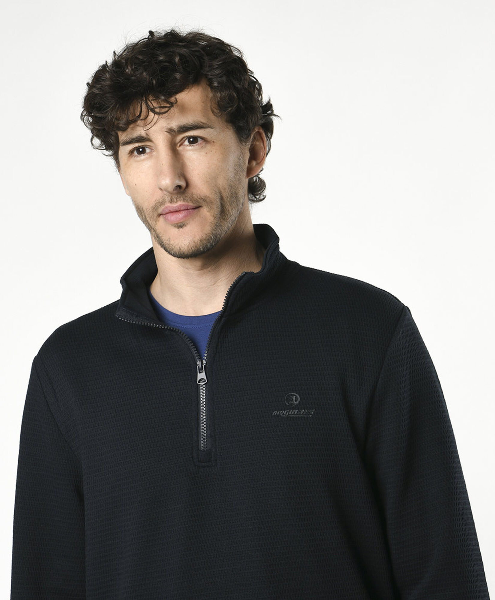 Pullover hombre textura cierre medio Pullover hombre textura cierre medio