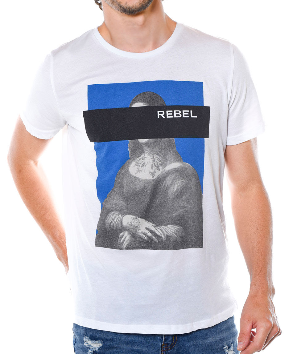 Polera estampada cuello redondo