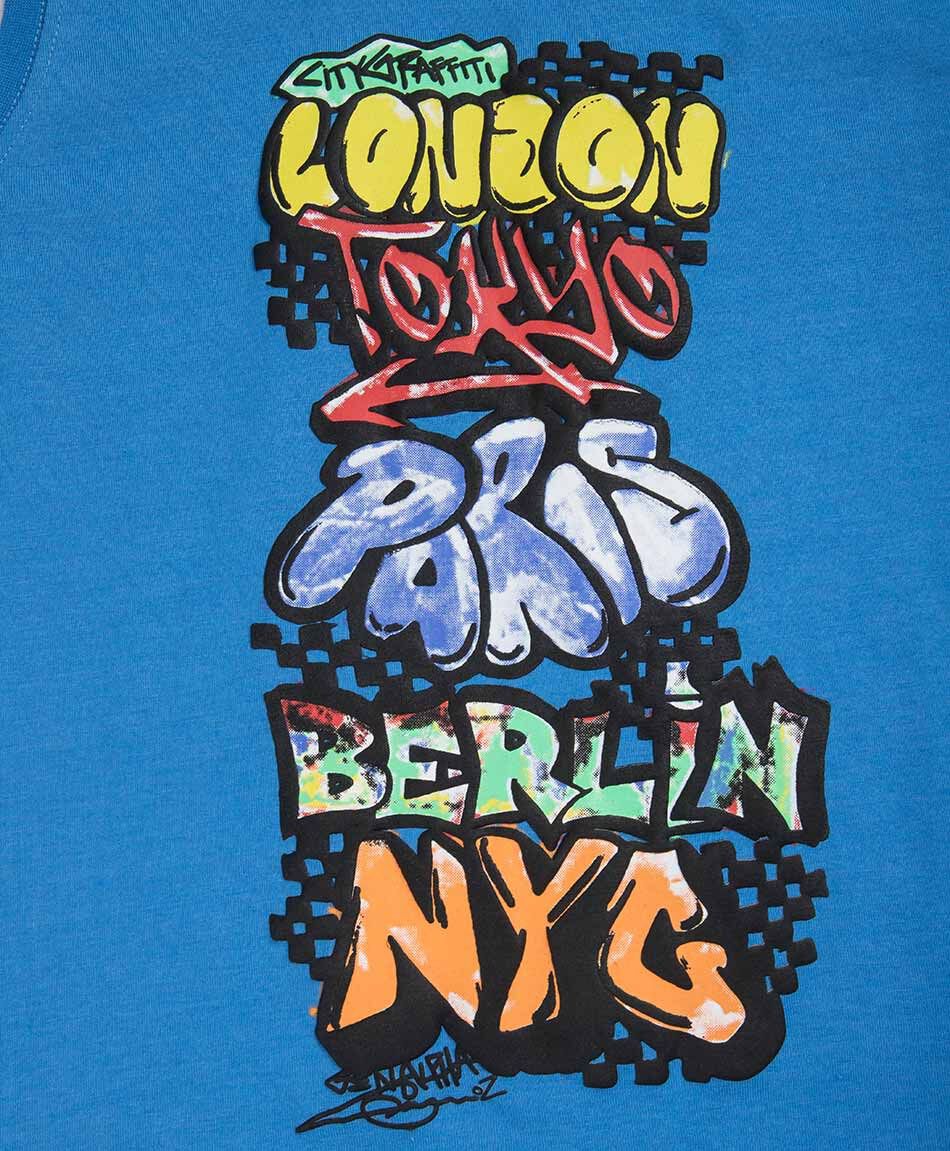 Polera ni&ntilde;o sin mangas ciudades