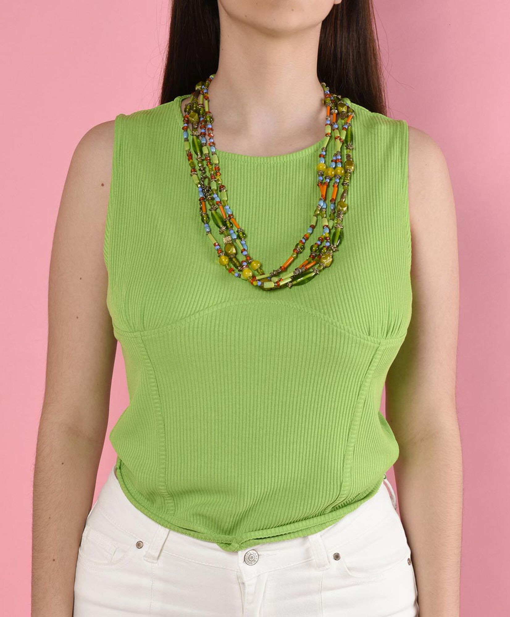 Top sin mangas cuello redondo Top sin mangas cuello redondo