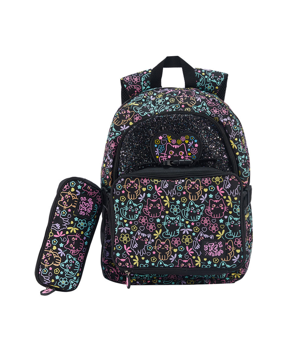 Pack mochila y accesorios escolar gatos