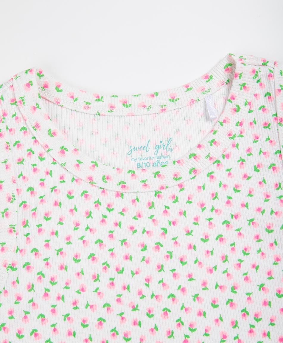 Polera ni&ntilde;a florcitas canal&eacute;