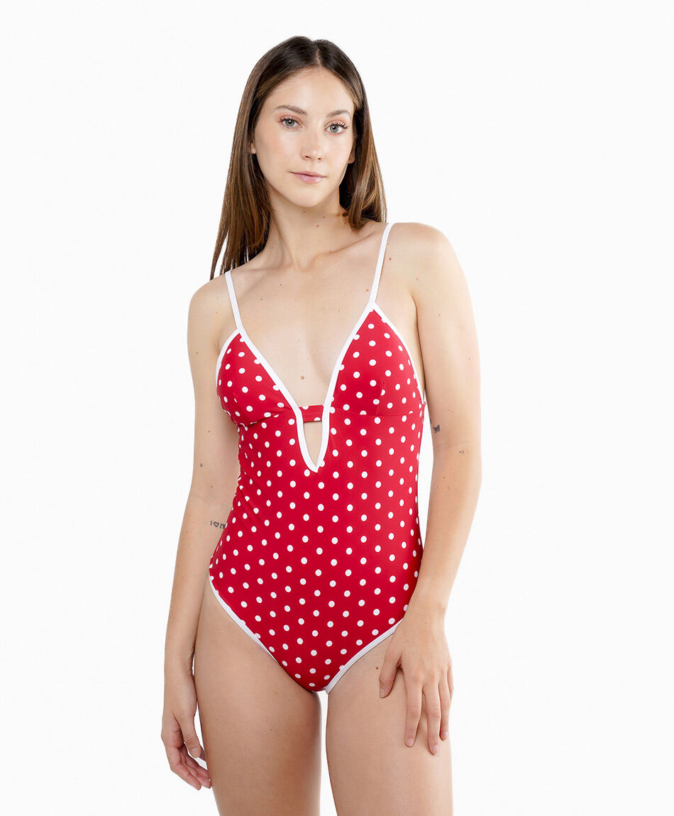 Traje de ba&ntilde;o mujer puntos bicolor