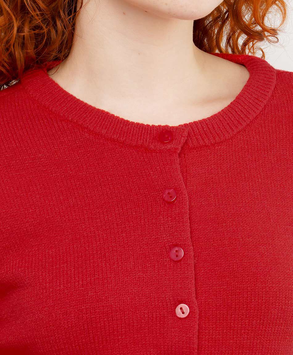 Cardigan mujer botones rojo