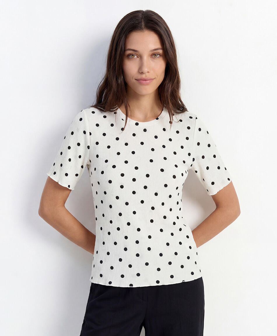 Polera mujer lunares elasticada