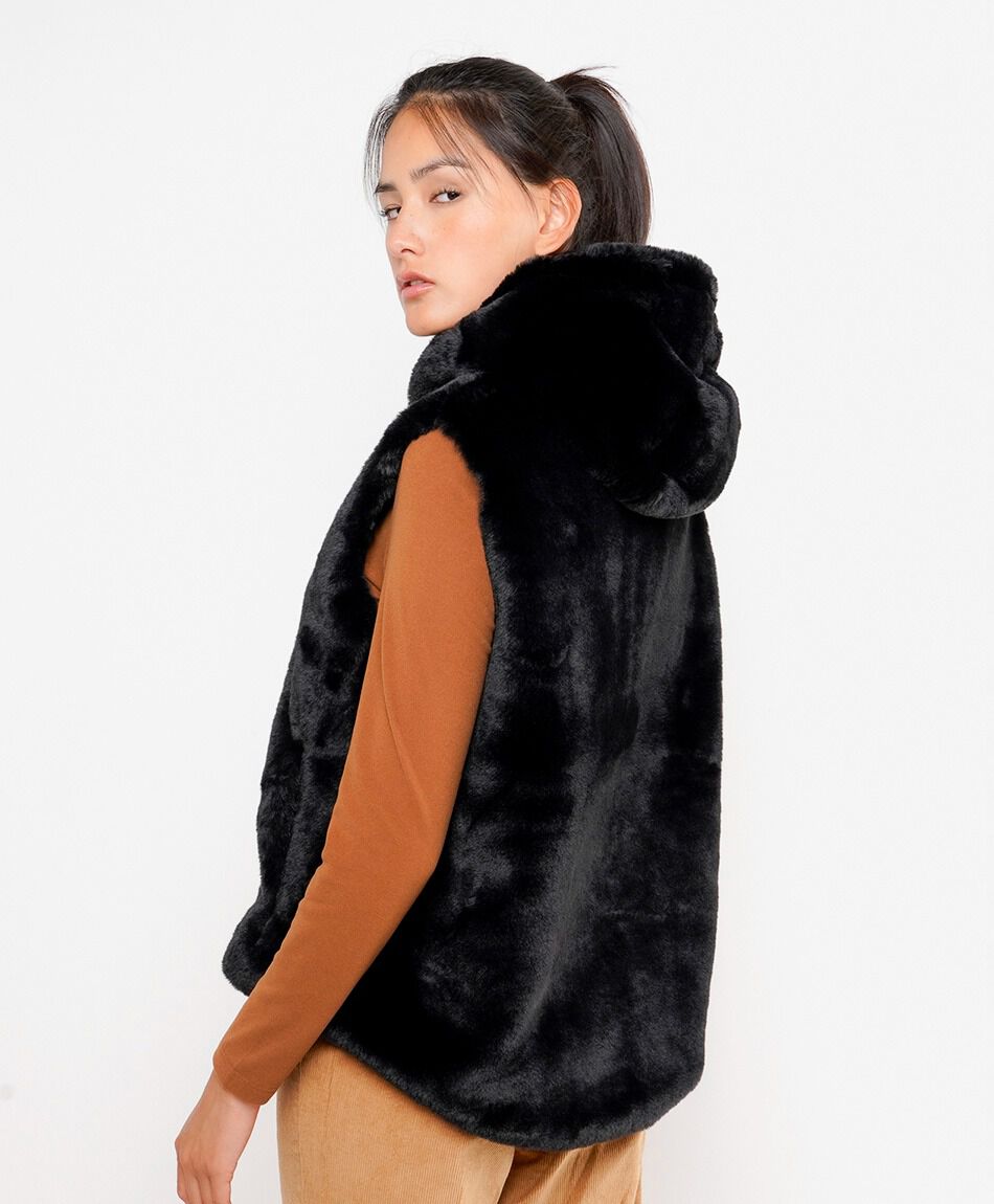 Chaqueta mujer sin mangas piel