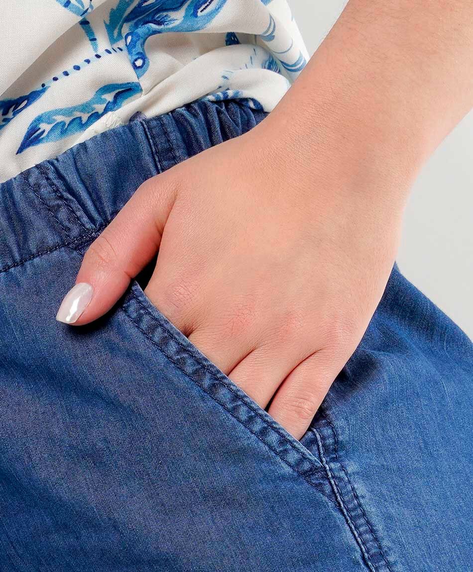 Pantal&oacute;n mujer denim lazo wide