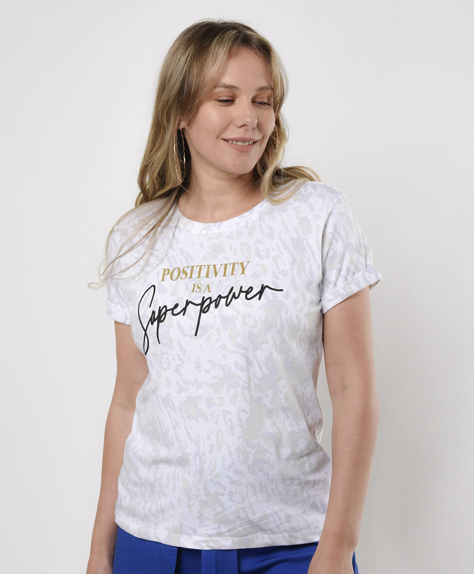 Polera mujer animal print texto