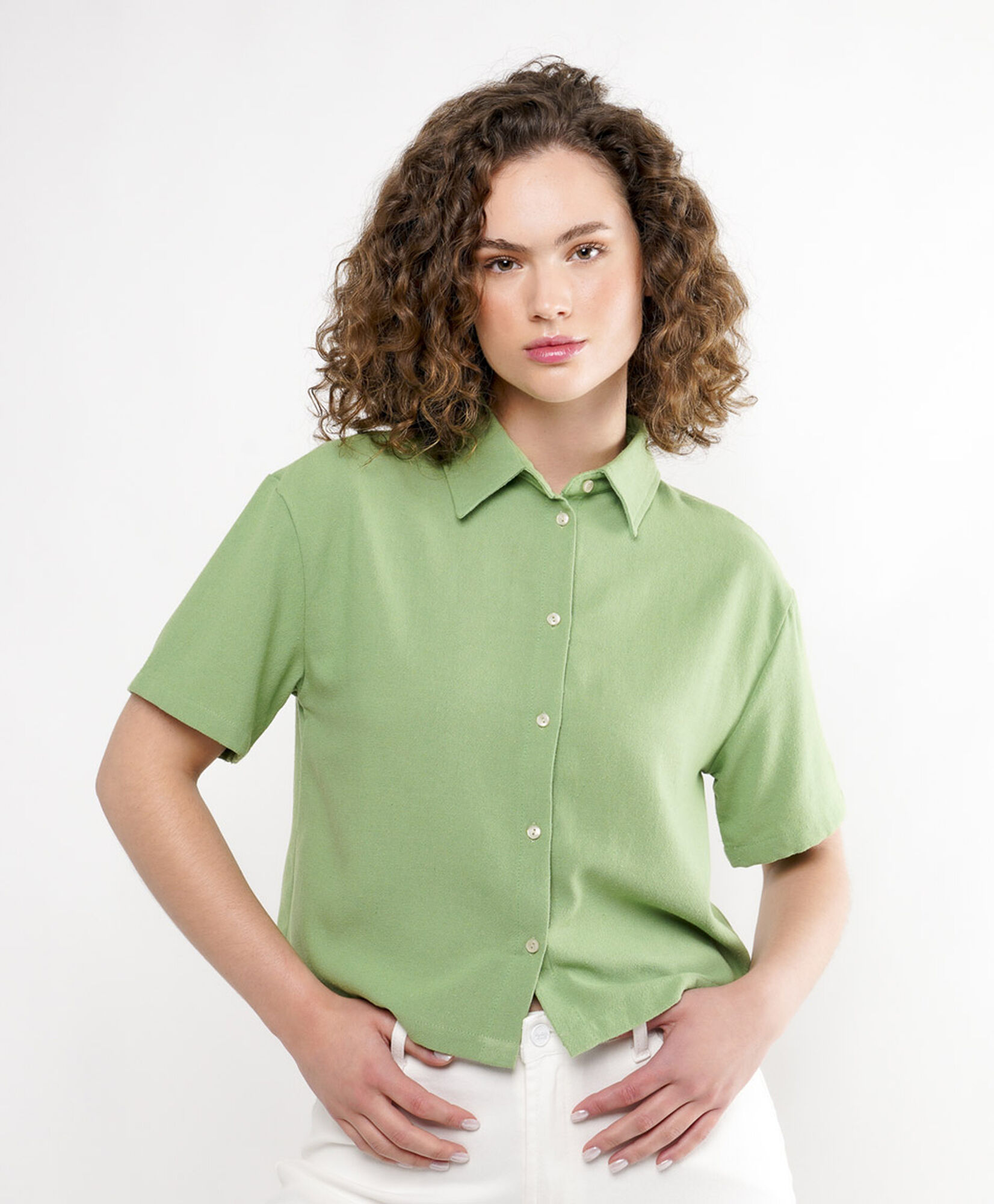 Blusa mujer manga corta verde Blusa mujer manga corta verde