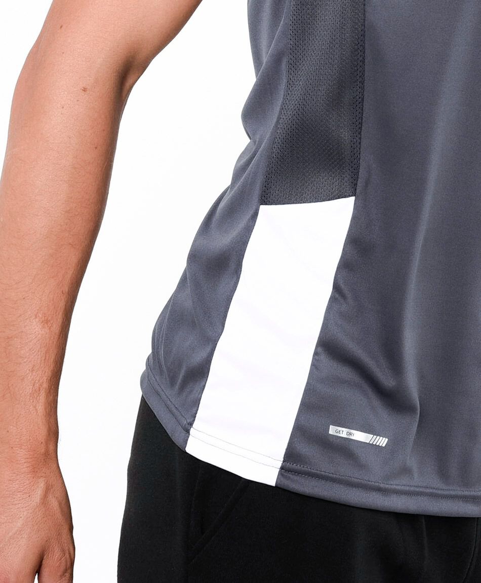 Polera deportiva hombre l&iacute;neas gris sin mangas