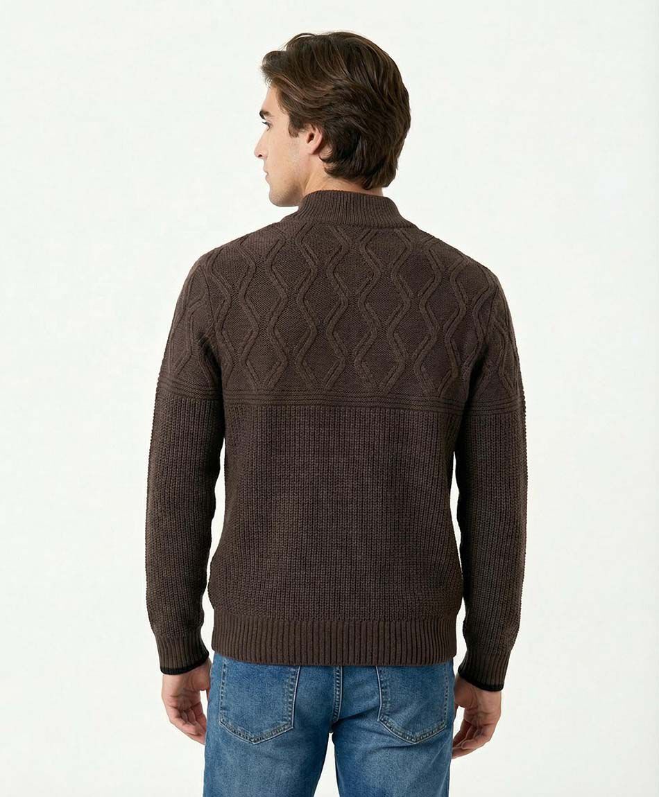 Sweater hombre cierre medio texturizado