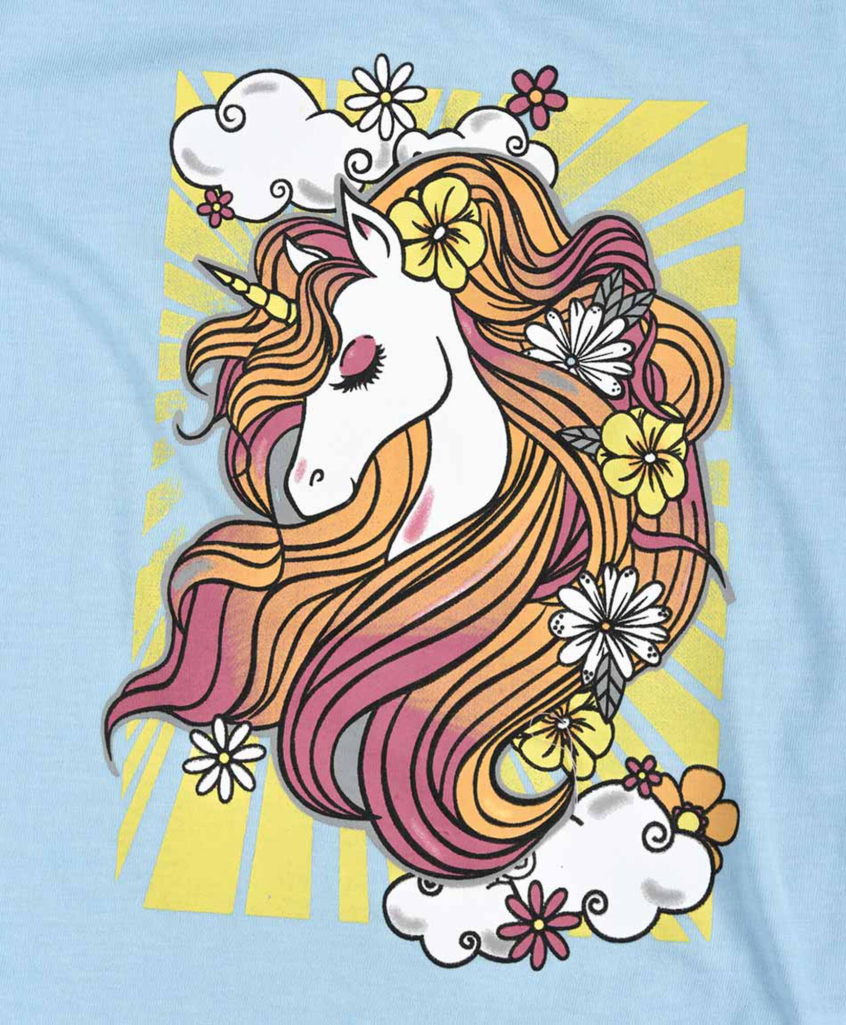 Polera niña unicornio con flores Polera niña unicornio con flores