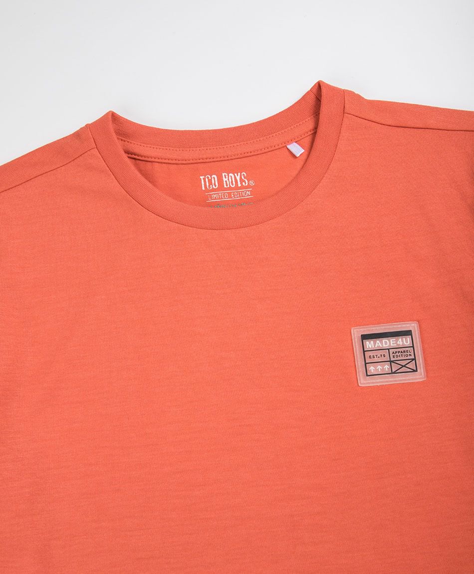 Polera ni&ntilde;o b&aacute;sica naranja