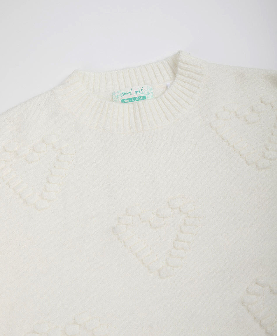 Sweater ni&ntilde;a texturizado corazones