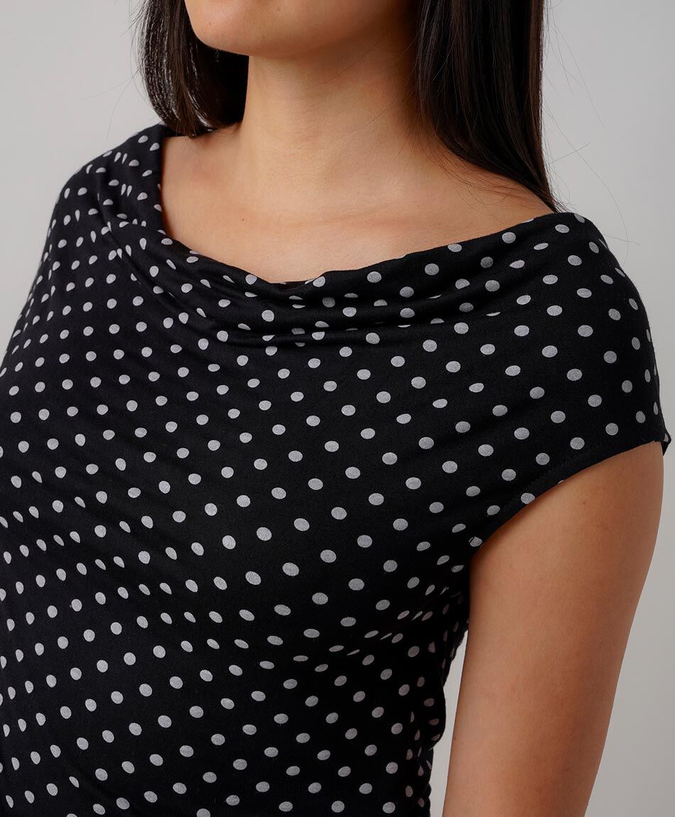 Polera mujer lunares cuello recogido