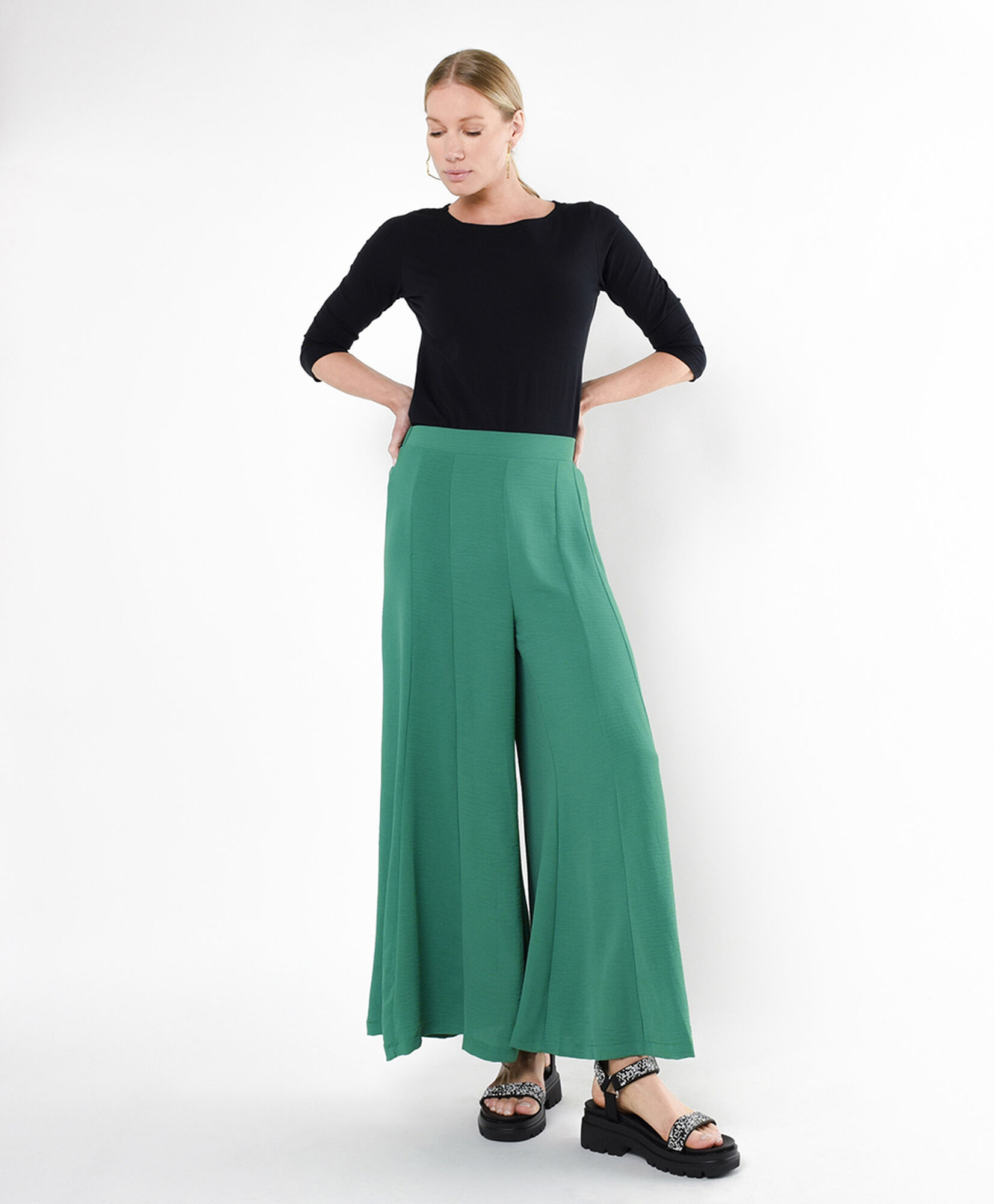 Pantalón mujer verde extra wide Pantalón mujer verde extra wide