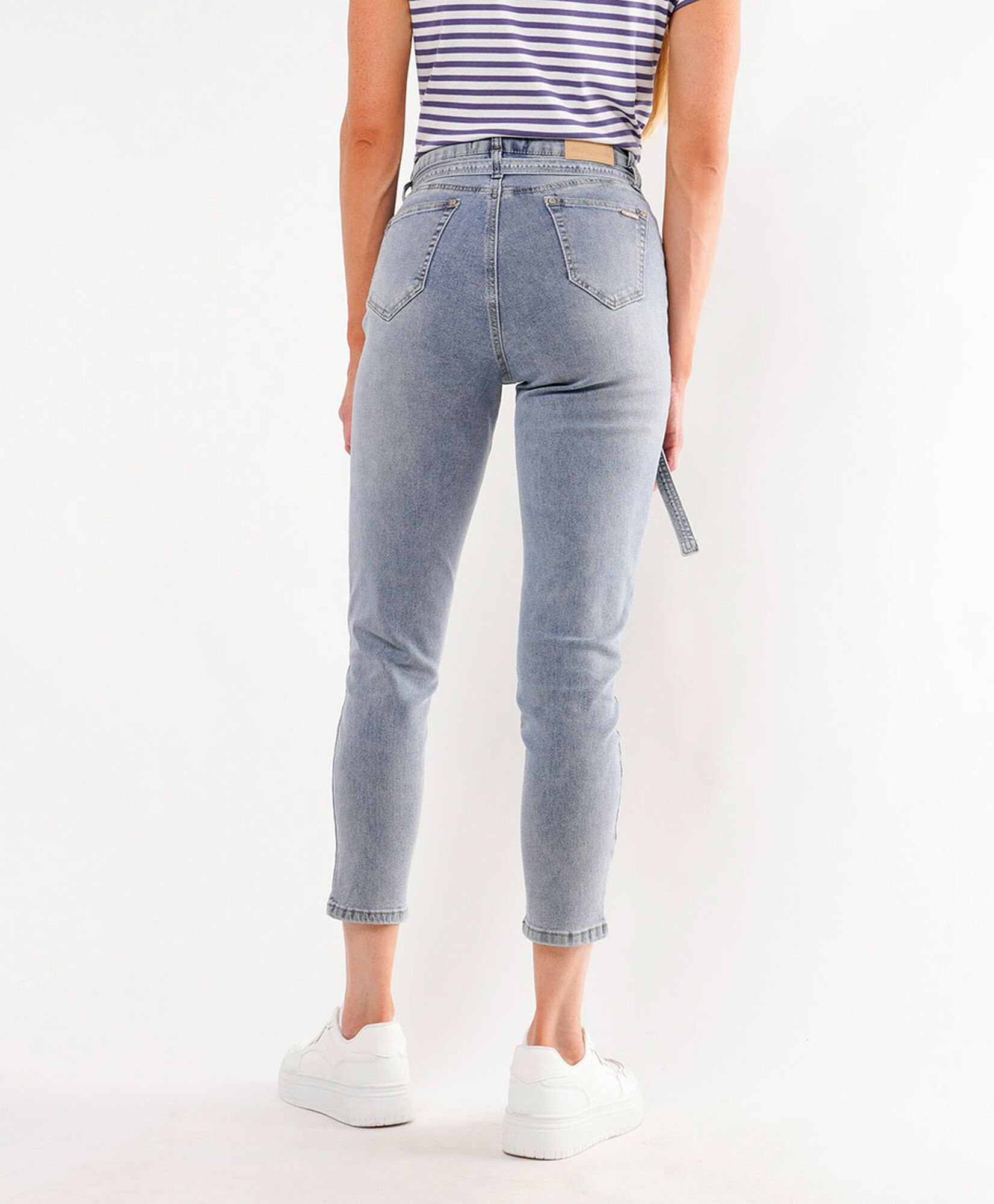 Jeans mujer desgaste cinturón skinny fit Jeans mujer desgaste cinturón skinny fit