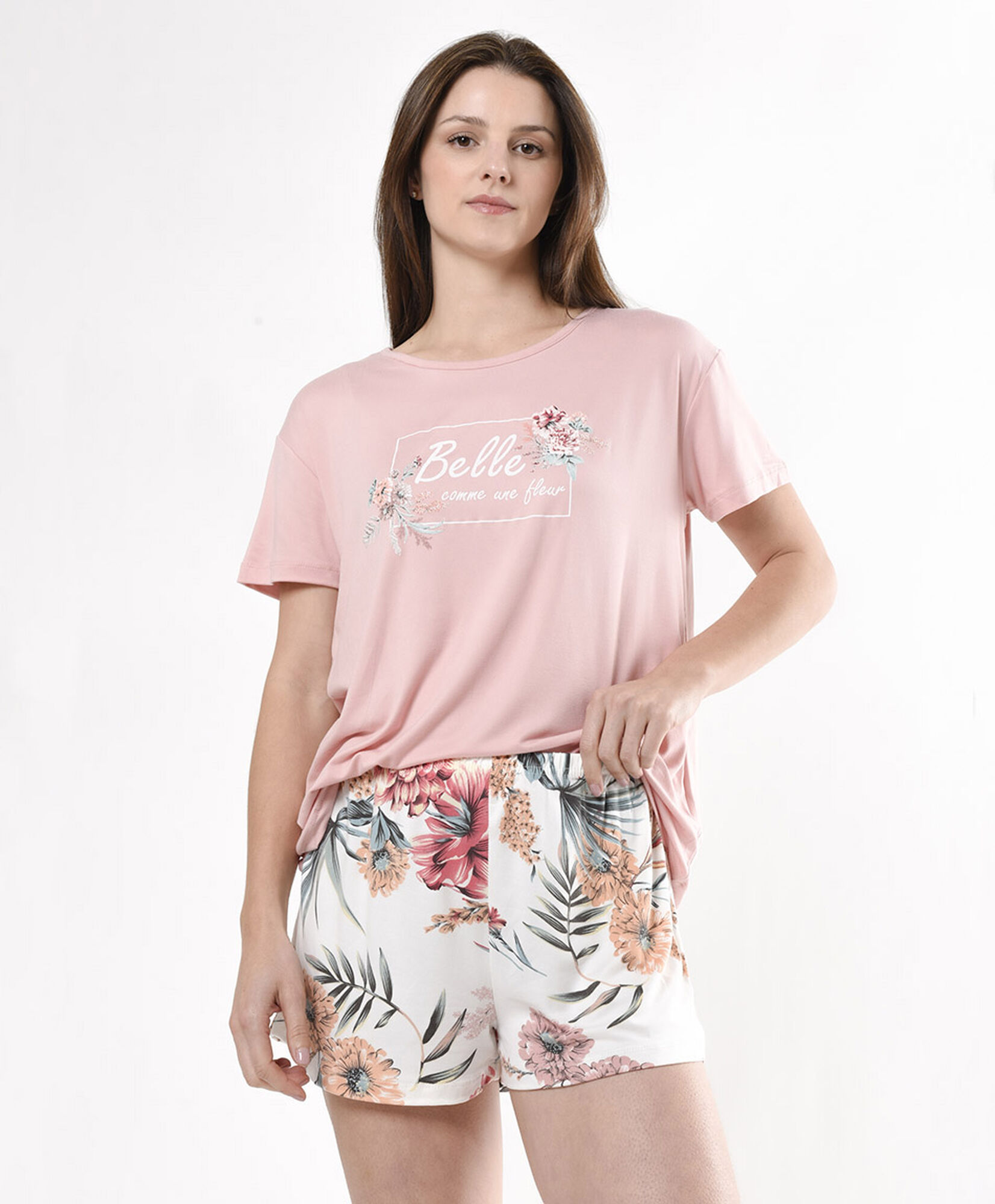 Pijama mujer short floreado 2 piezas Pijama mujer short floreado 2 piezas