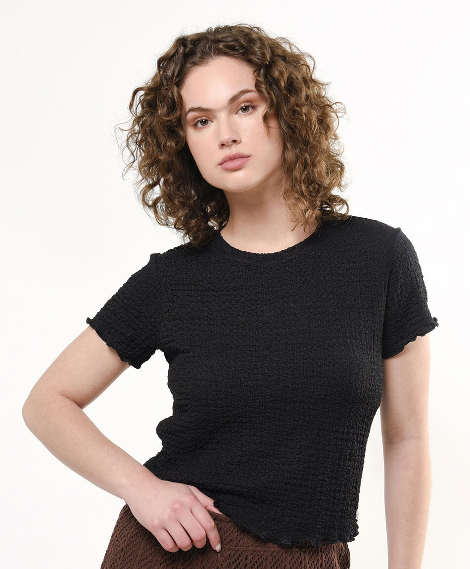 Polera mujer textura negra