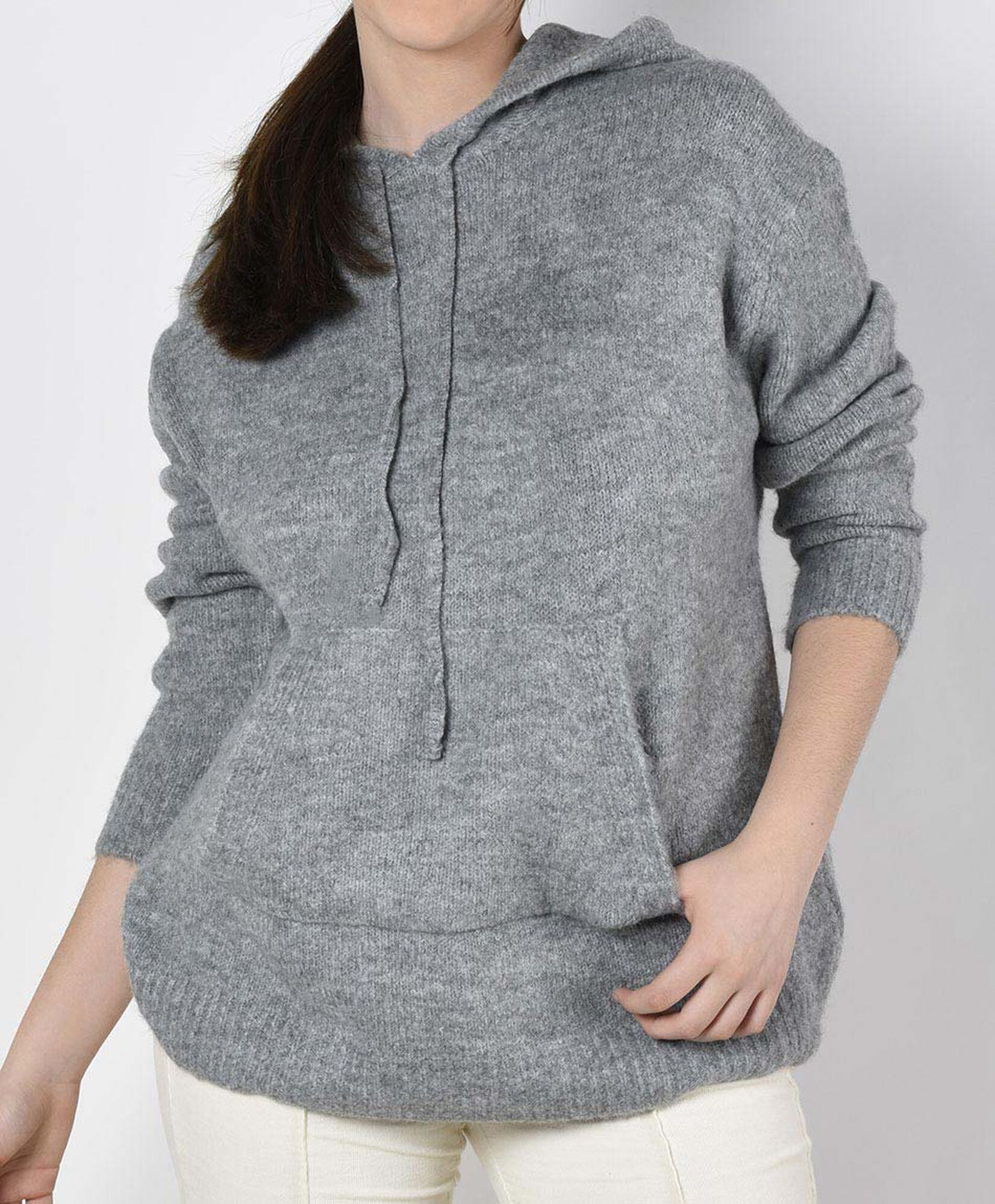 Sweater capucha cuello en v Sweater capucha cuello en v