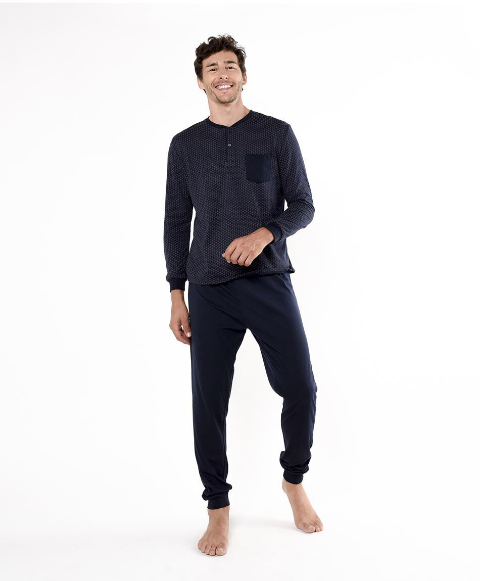 Pijama hombre bolsillo azul oscuro