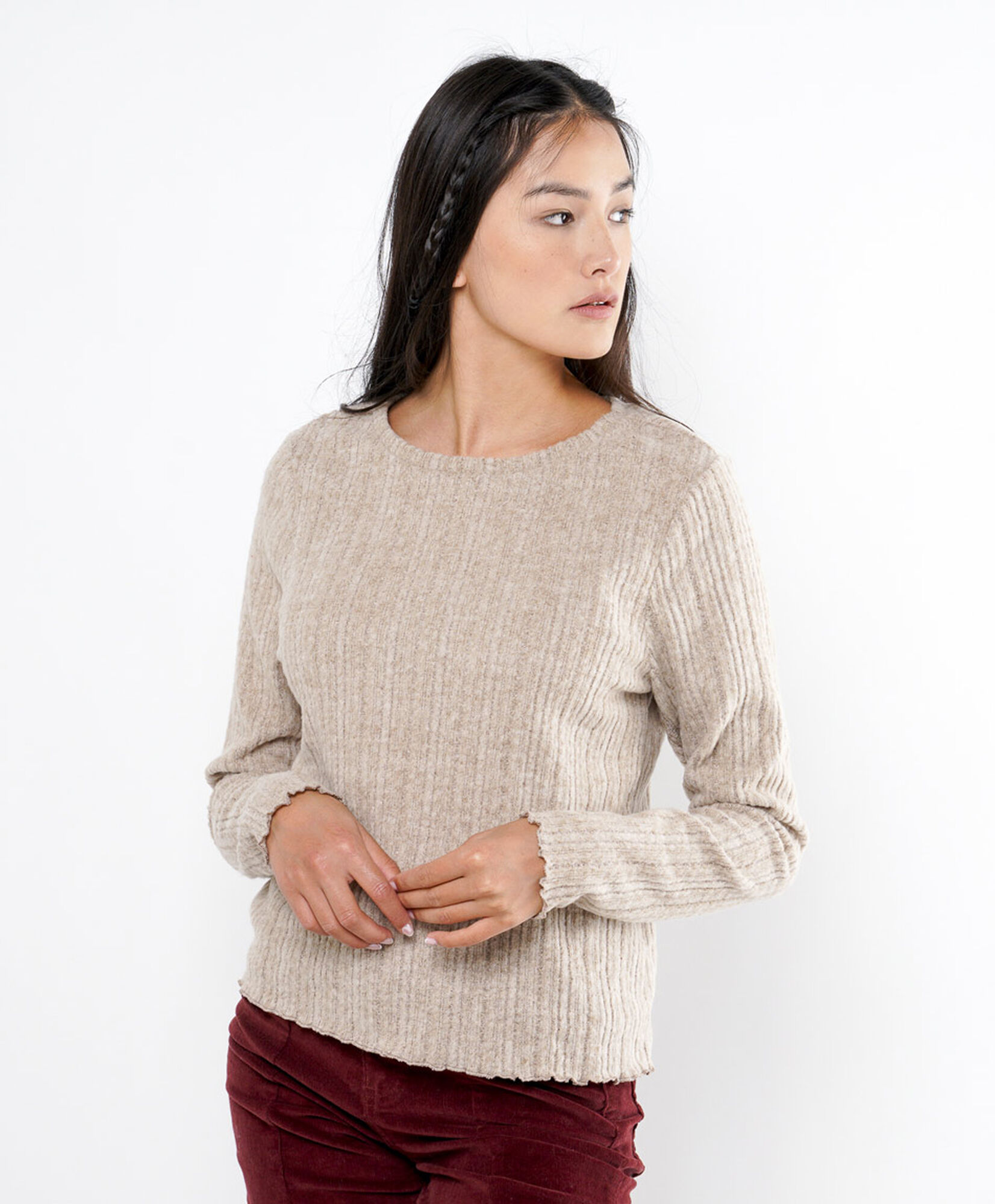 Polera mujer jacquard beige Polera mujer jacquard beige