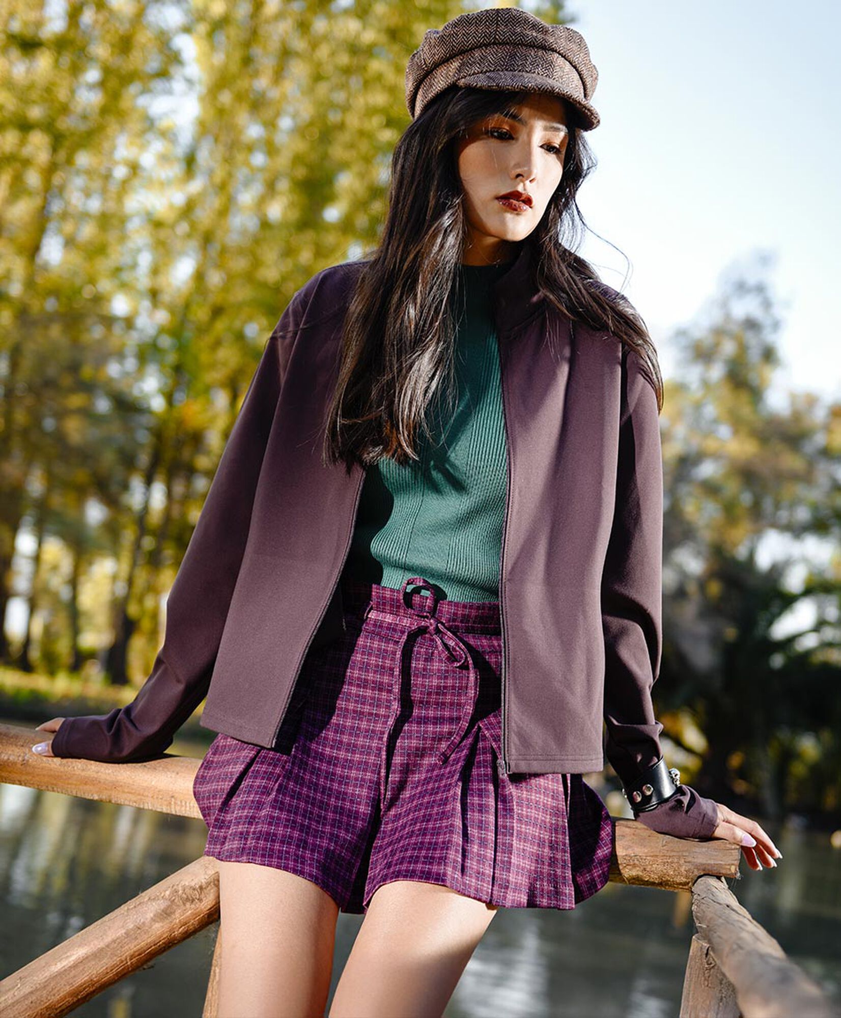 Mini falda mujer short escocés TRICOT1