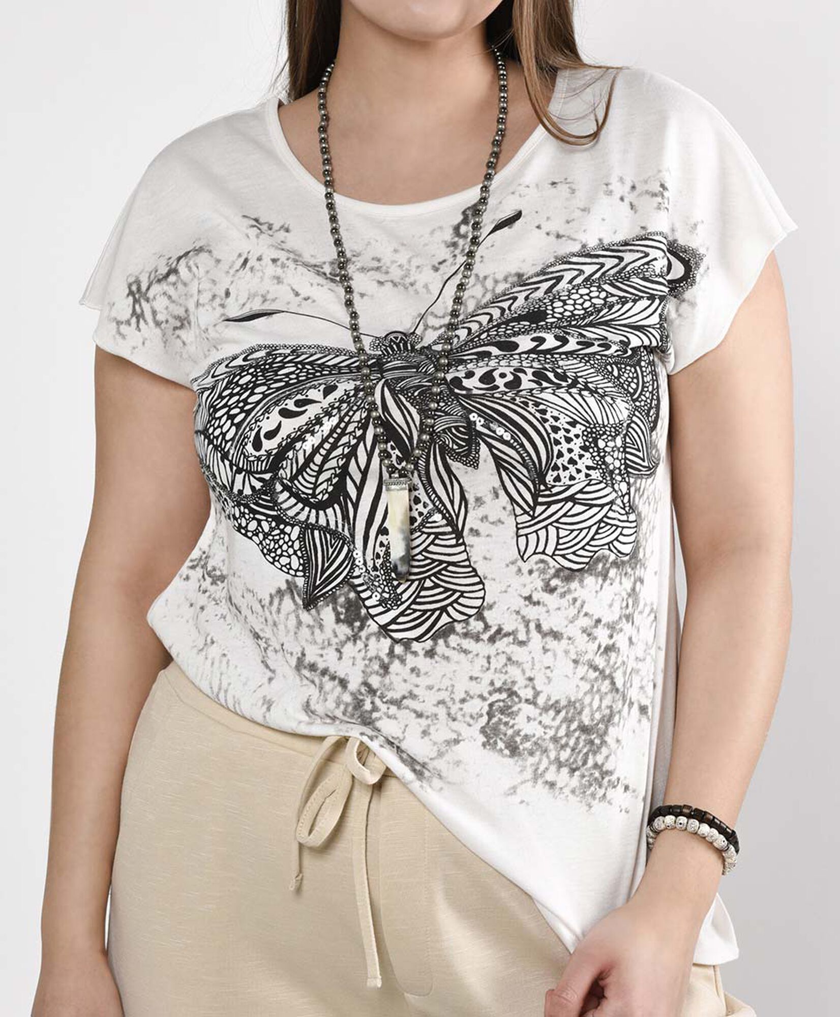 Polera manga mini cuello redondo Polera manga mini cuello redondo