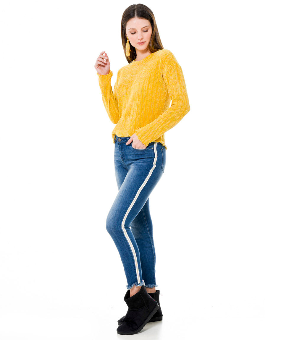 Jeans banda metalica lateral