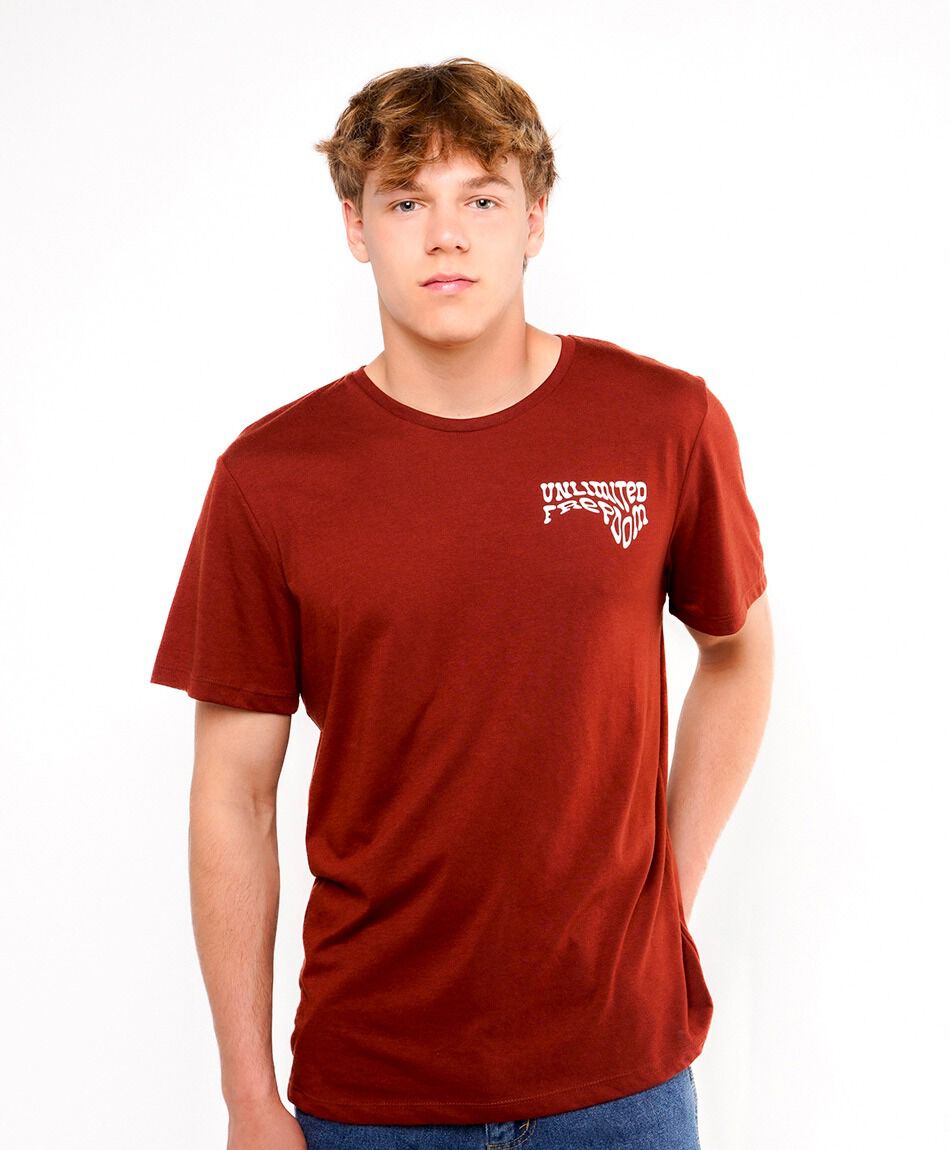 Polera hombre doble estampado freedom