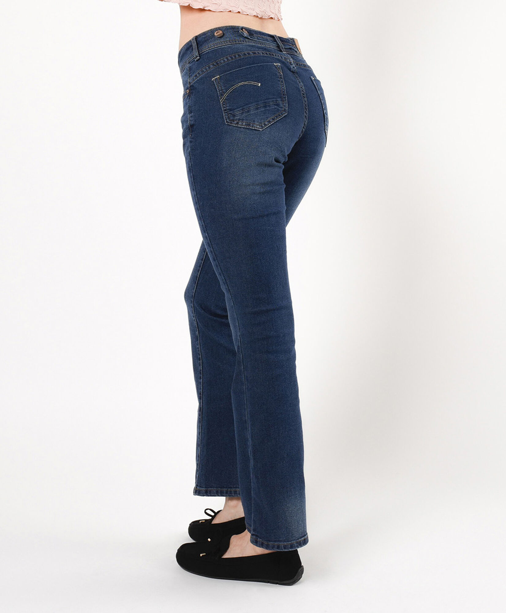 Jeans mujer botones en pretina flare Jeans mujer botones en pretina flare