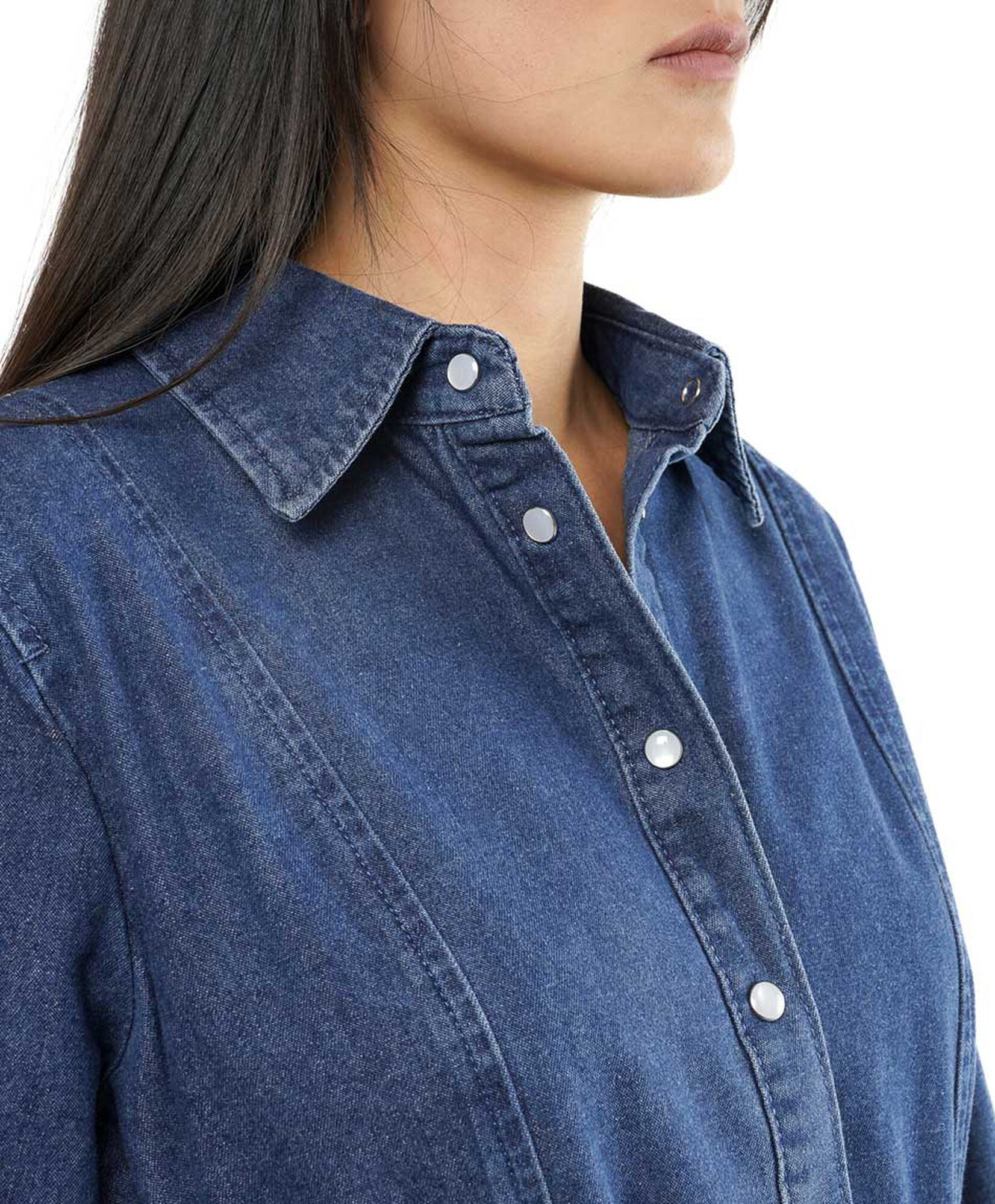 Vestido mujer denim lazo botones Vestido mujer denim lazo botones