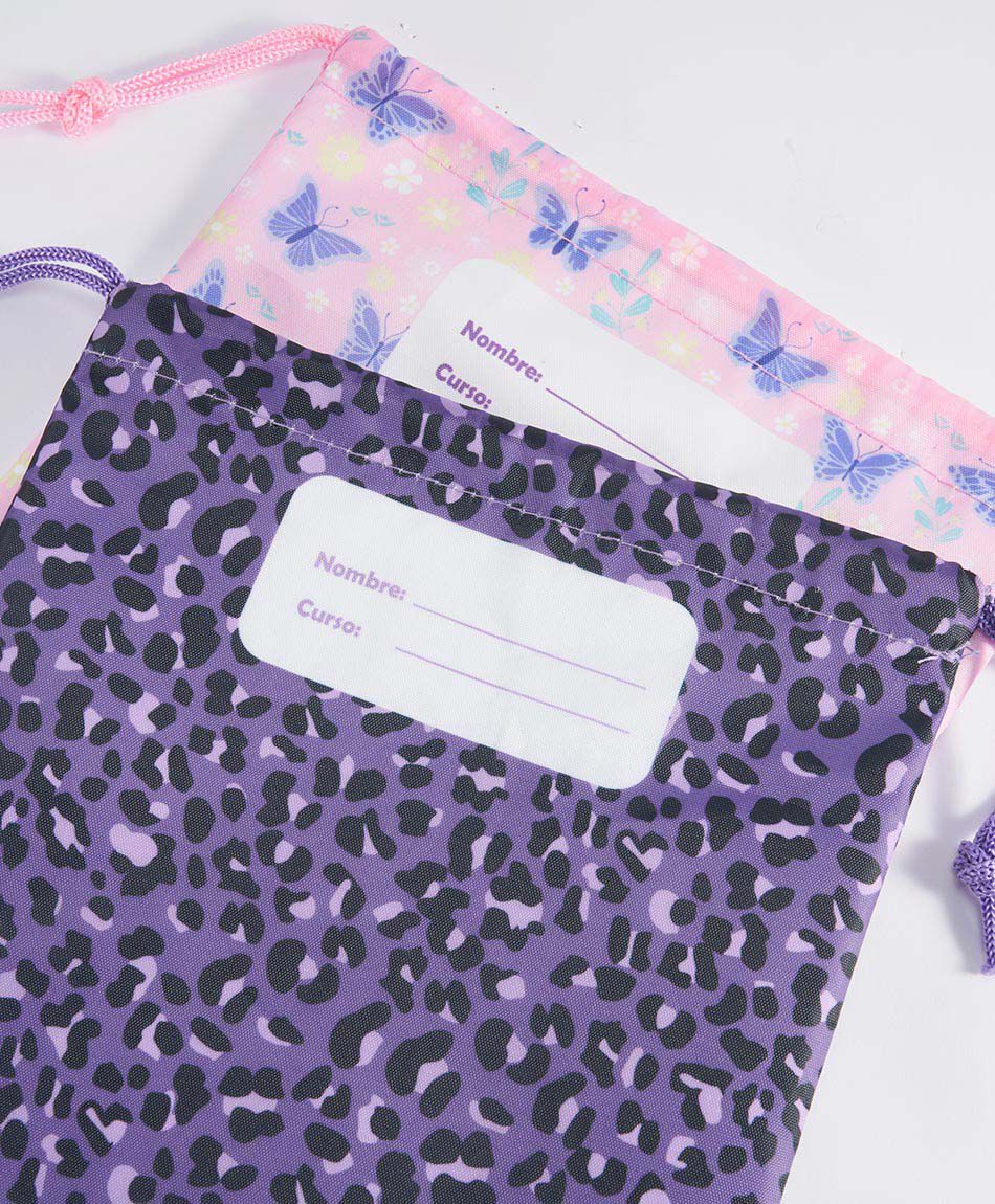 Set 2 bolsas colaci&oacute;n escolar mariposas