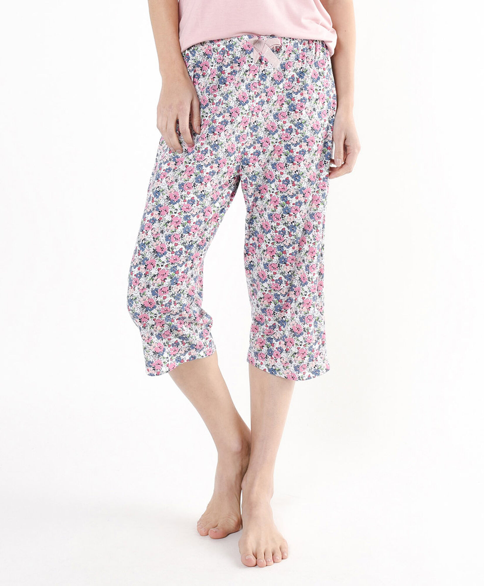 Pijama mujer frase floreado capri Pijama mujer frase floreado capri