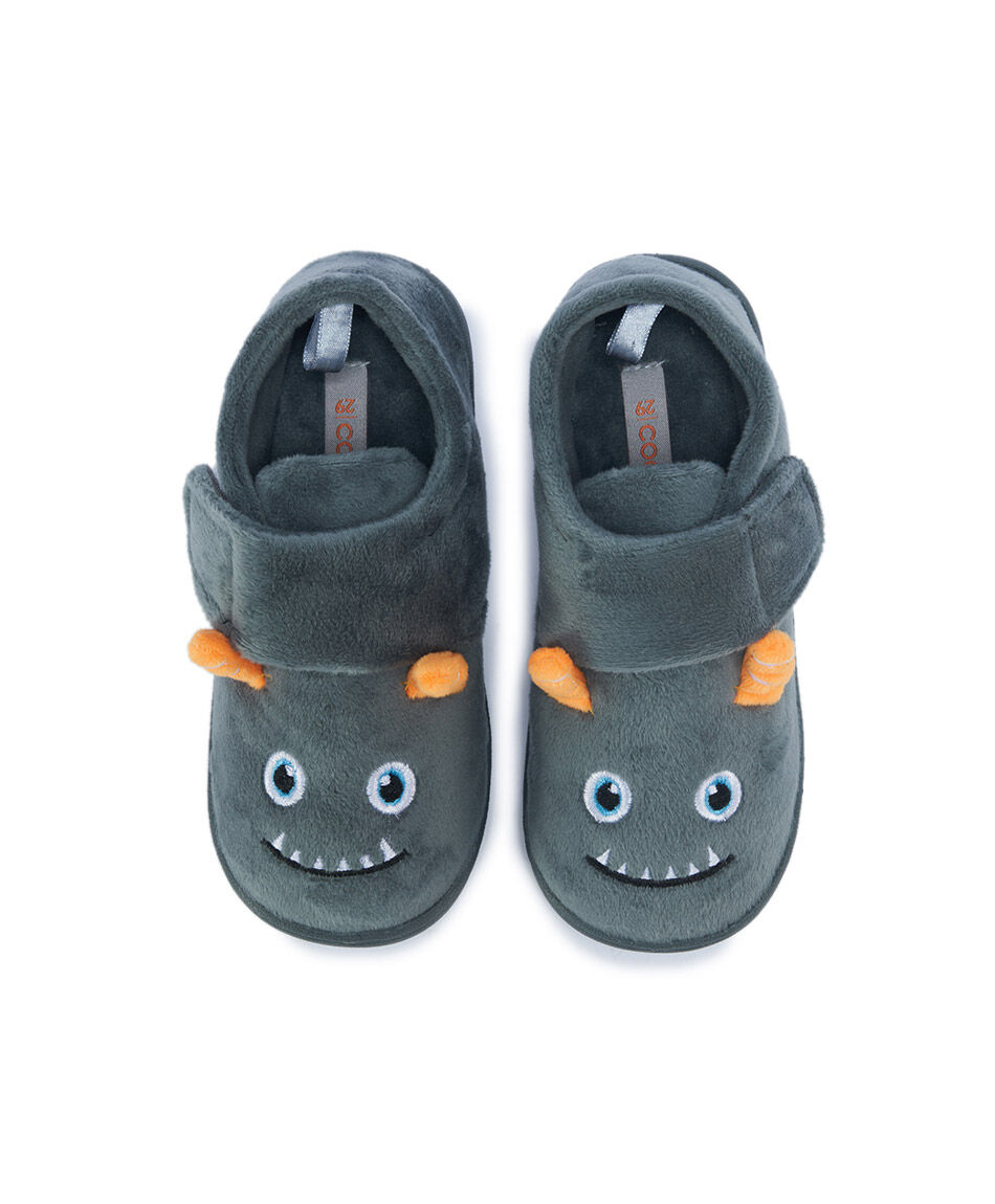 Pantufla ni&ntilde;o velcro monstruo