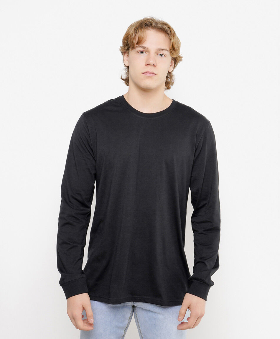 Polera hombre lisa manga larga