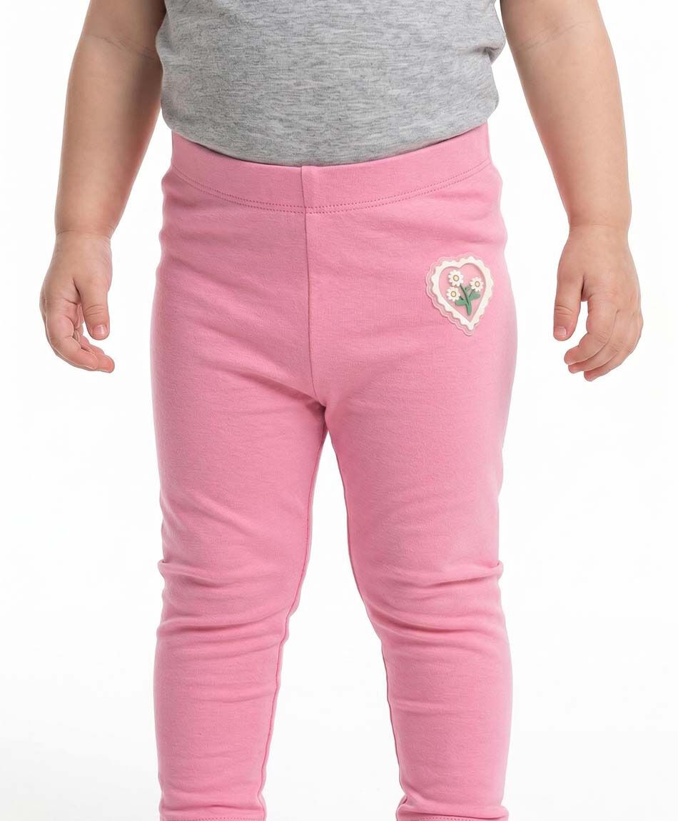 Leggins beb&eacute; parche coraz&oacute;n flores