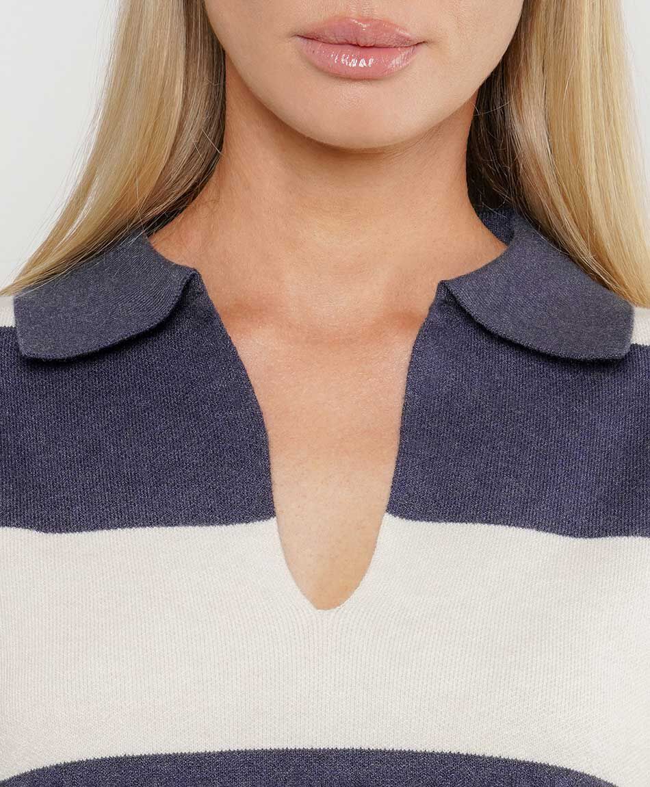 Sweater mujer rayas bicolor polo