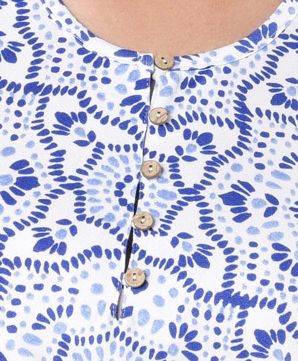 Polera mujer estampada botones