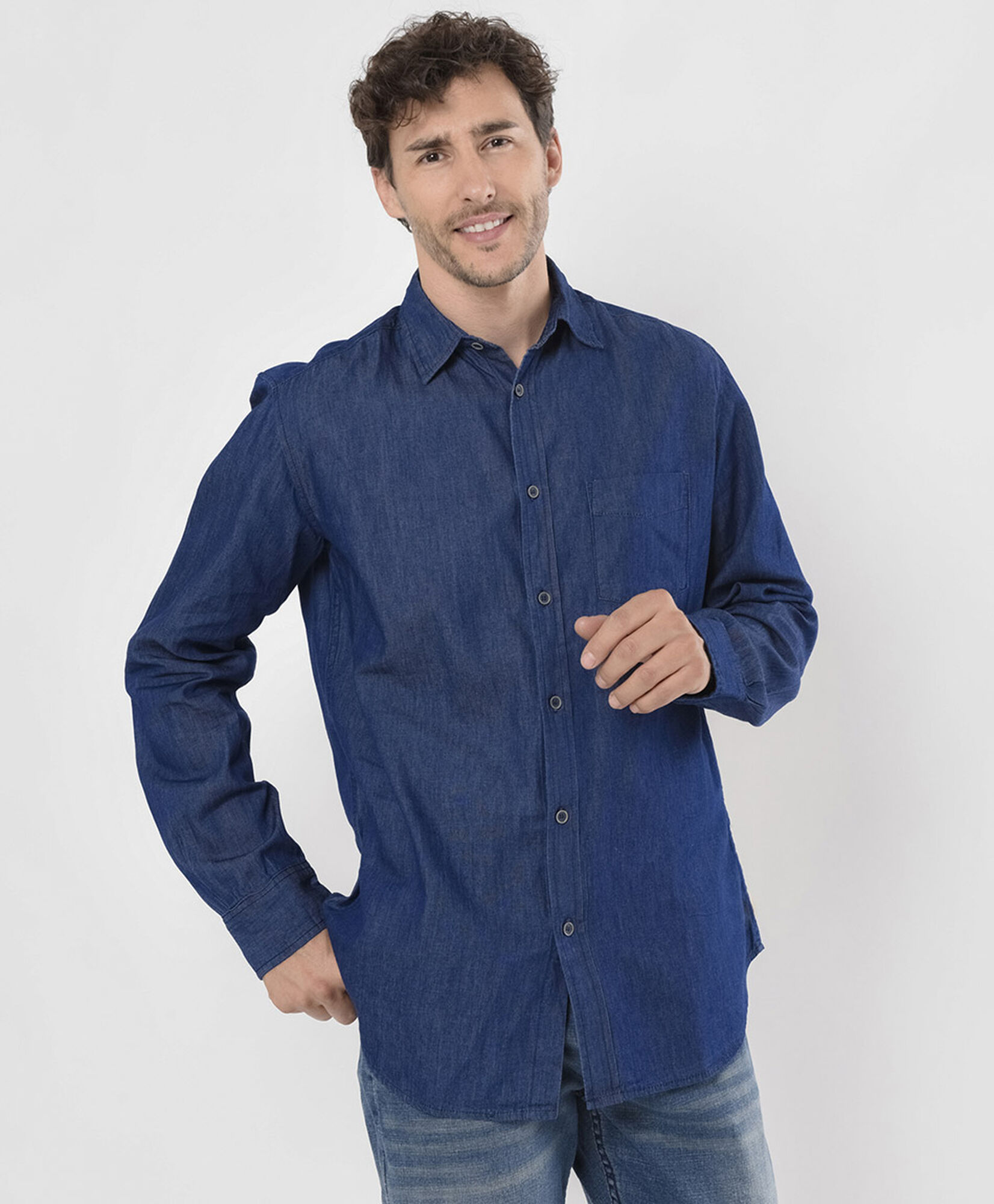 Camisa hombre denim manga larga Camisa hombre denim manga larga