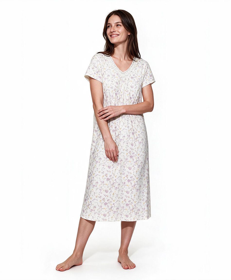 Camisa de dormir mujer floreada rosada