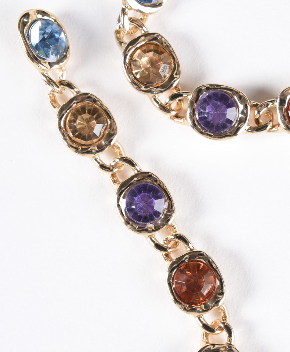 Set collar + aros mujer piedras colores