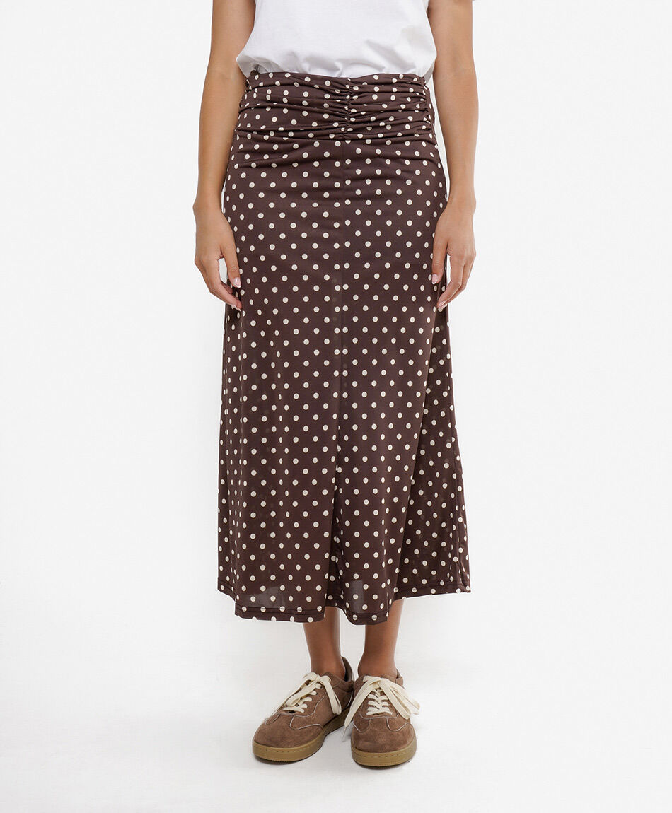 Falda mujer dise&ntilde;o lunares brown
