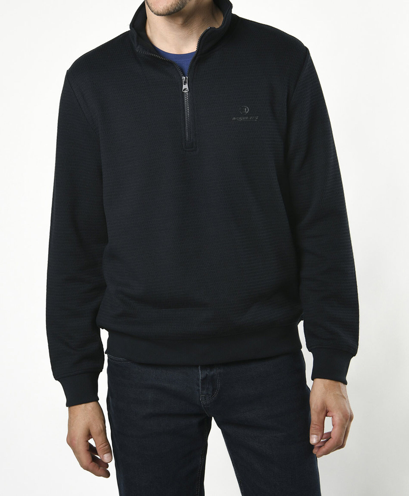 Pullover hombre textura cierre medio TRICOT - Main Image