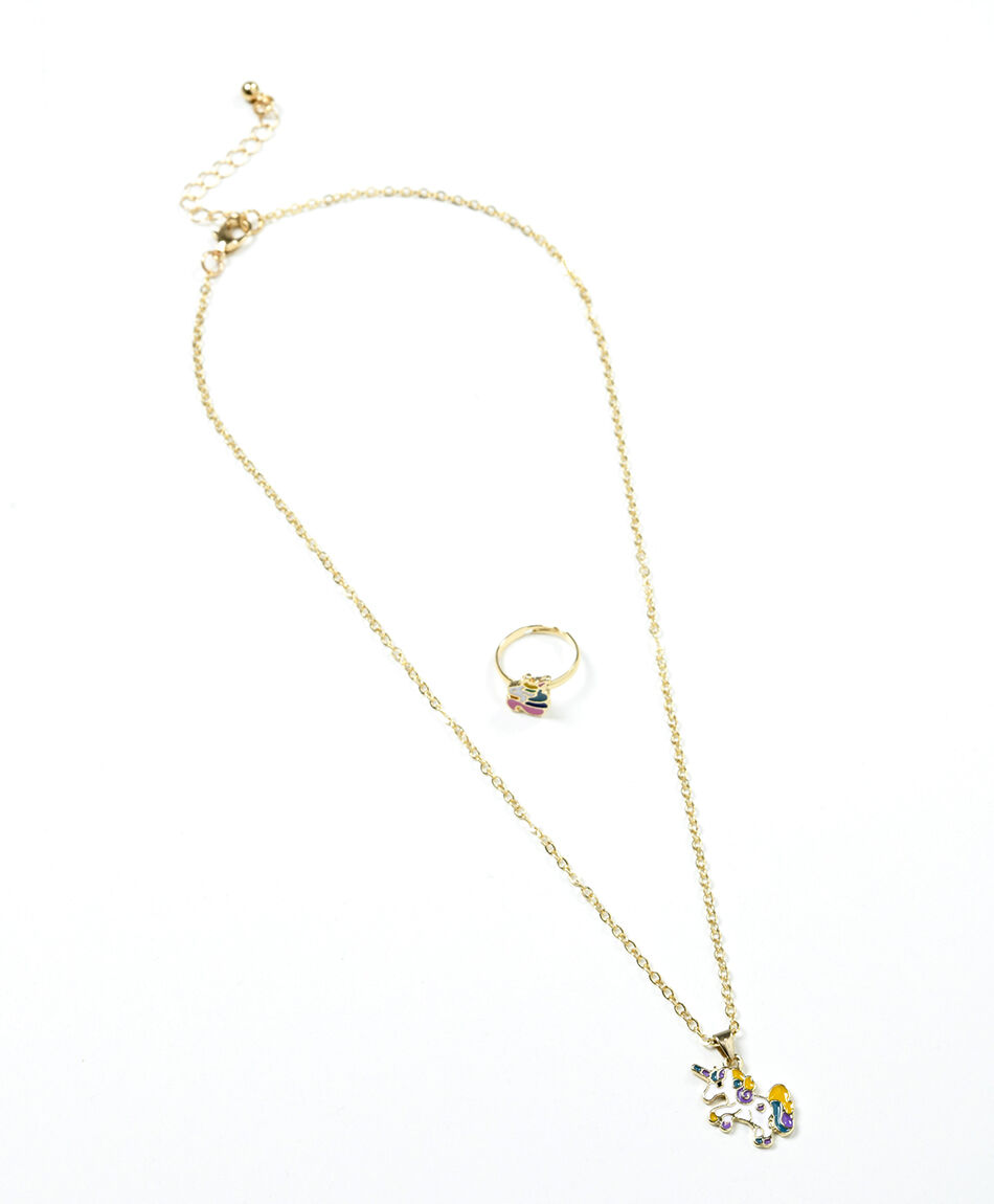 Set anillo + collar niña unicornio
