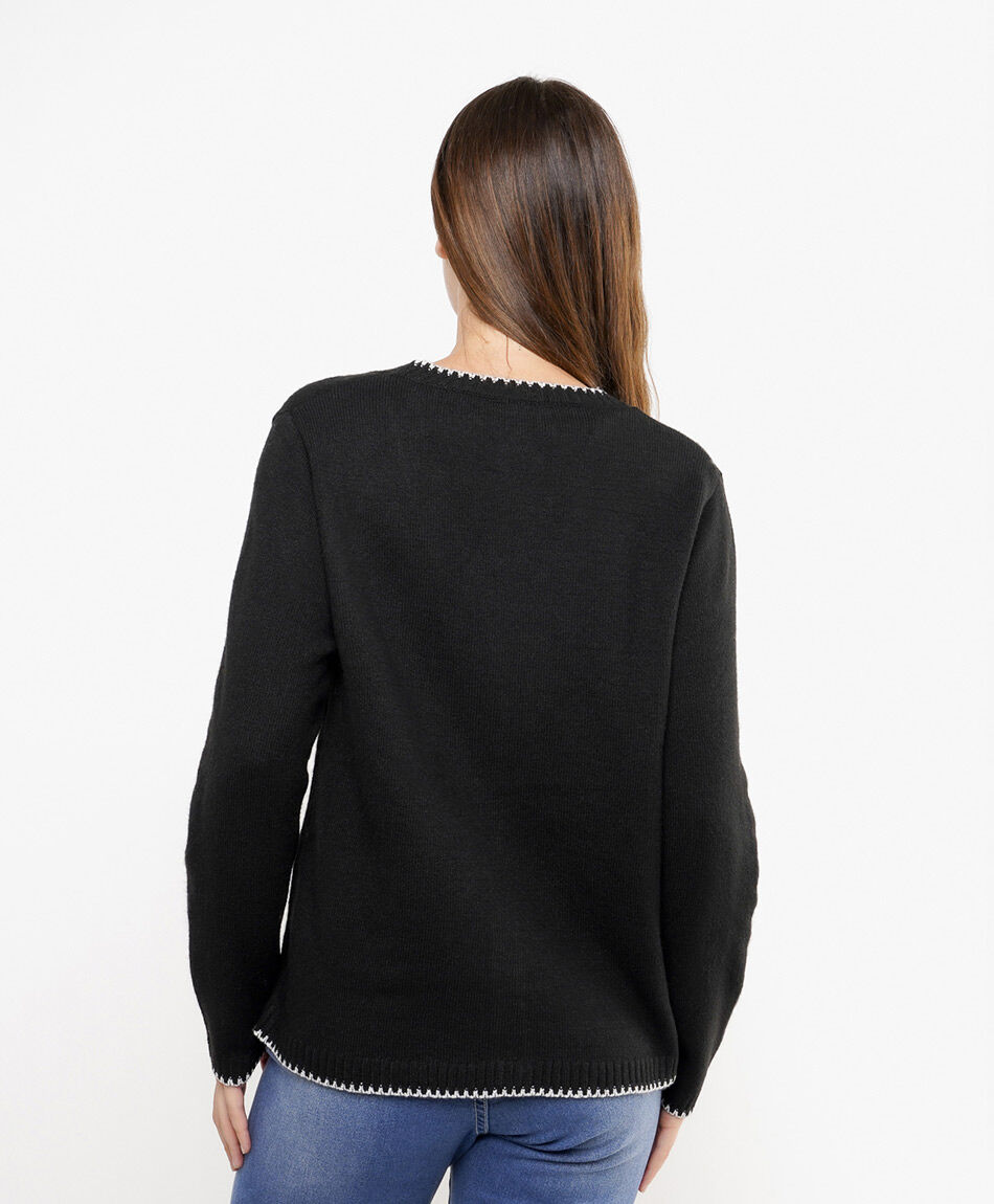 Cardigan mujer contraste puntadas